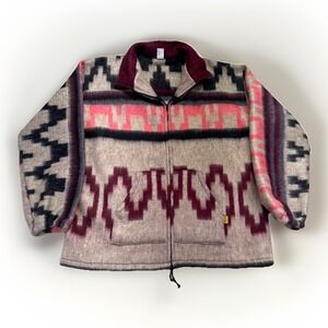 Vintage Molina Jacket Mens L Indian Drawing Southwest Aztec Print